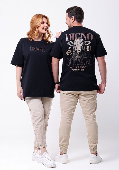 OVERSIZED - DIGNO É O CORDEIRO - COR PRETO