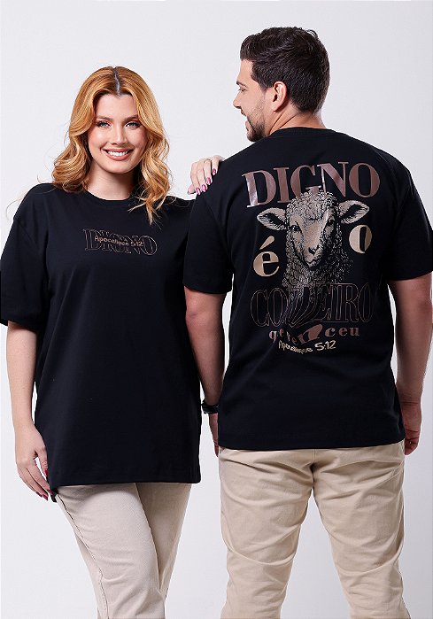 OVERSIZED - DIGNO É O CORDEIRO - COR PRETO