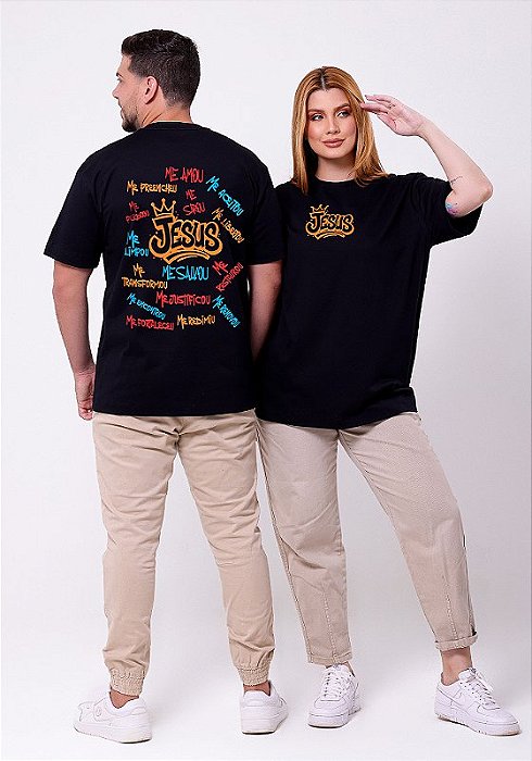 OVERSIZED - JESUS ME SALVOU - COR PRETO