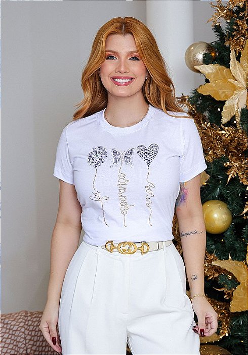 T-SHIRT FEMININA - FÉ, ESPERANÇA, AMOR - COR BRANCO