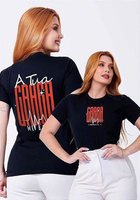 T-SHIRT FEMININA - GRAÇA CORÍNTIOS 12:9 - COR PRETO