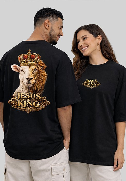 OVERSIZED - OVELHA JESUS IS KING - COR PRETO