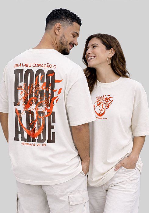 OVERSIZED - EM MEU CORAÇÃO O FOGO ARDE - COR MARFIM
