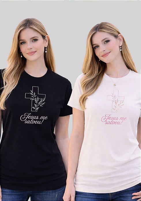 T-SHIRT FEMININA - CRUZ JESUS ME SALVOU
