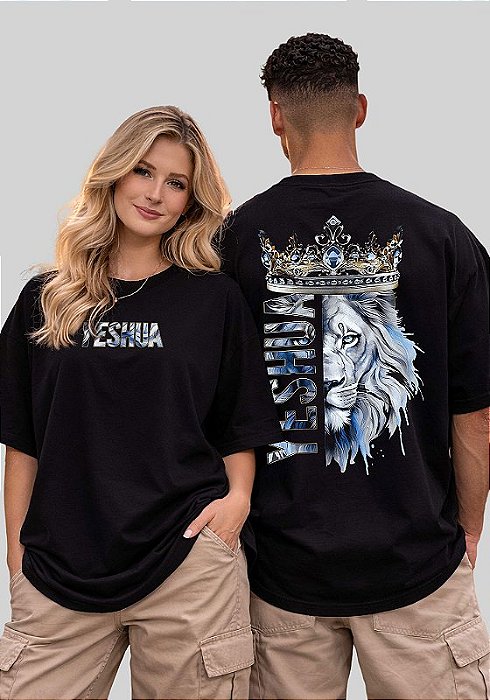 OVERSIZED - LEÃO YESHUA COROA - COR PRETO
