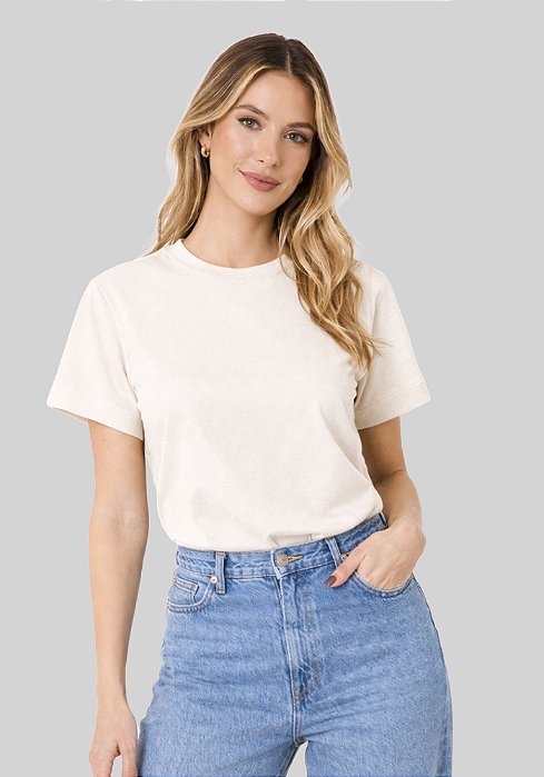 T-SHIRT FEMININA - BÁSICA - COR MARFIM