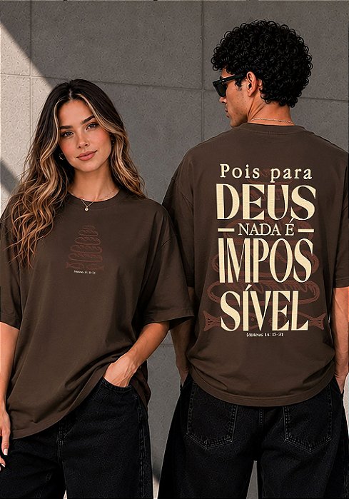 OVERSIZED - CINCO PÃES E DOIS PEIXES MATEUS 14:15-21- COR MARROM