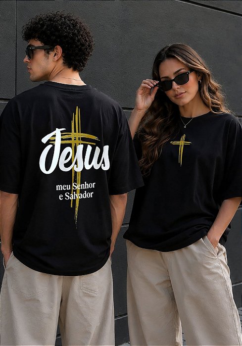 OVERSIZED - JESUS MEU SENHOR E SALVADOR - COR PRETO