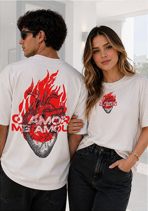 OVERSIZED - CORAÇÃO O AMOR ME AMOU - COR MARFIM