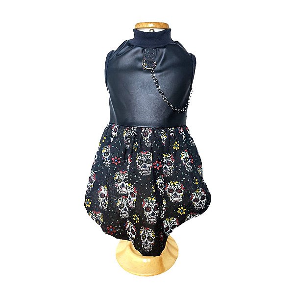 Roupa Pet - Vestido Pet Rock - com Guia