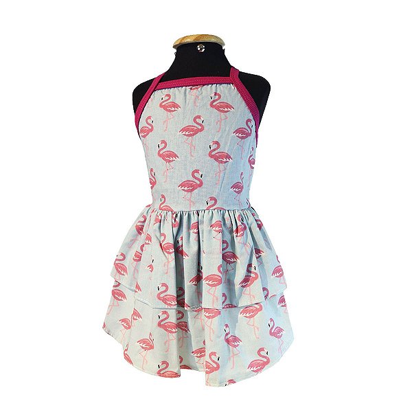 Roupa pet  - Vestido Pet Flamingo Azul