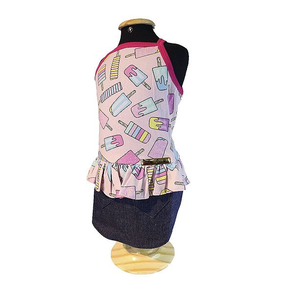 Roupa pet  -  Vestido Pet Sorvetinho Jeans