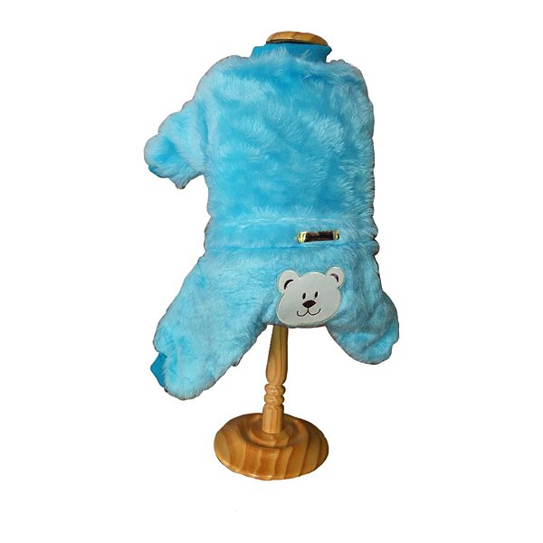 Roupa Pet -Macacão Pet Pelúcia Azul