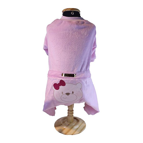 Roupa Pet -Macacão Pet Pelúcia Rosa
