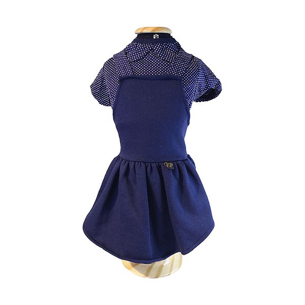 Roupa pet  - Jardineira Mili Azul - Vestido Pet