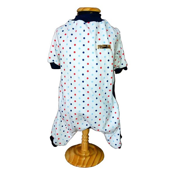 Roupa Pet - Pijama Pet Bolinhas Azul Marinho