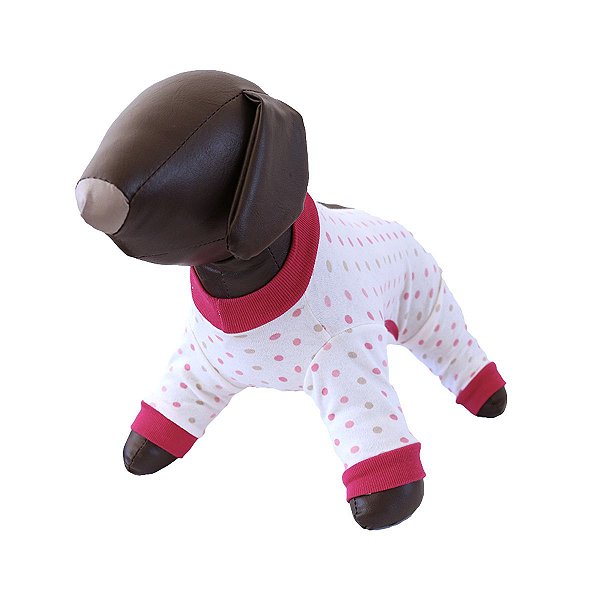 Roupa Pet - Pijama Pet Bolinhas Rosa