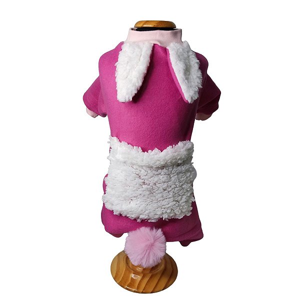 Roupa pet  - Coelho Rosa Macacão Soft EDIÇÃO LIMITADA