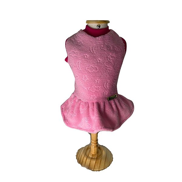 Roupa Pet - Lua  Vestido Microfibra Rosa