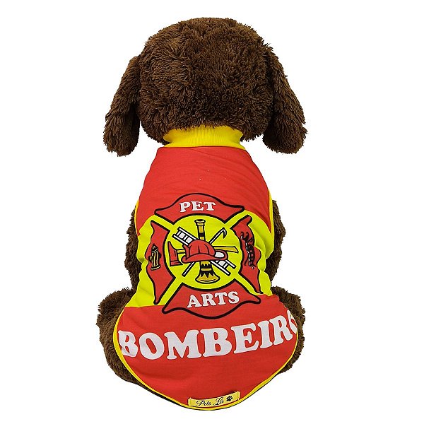Roupa Pet - Bombeiro Modelo Regata Básica
