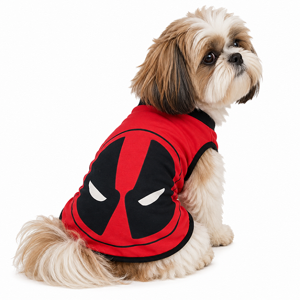 Roupa Pet - Mascara Preta Modelo Regata Dead Pool