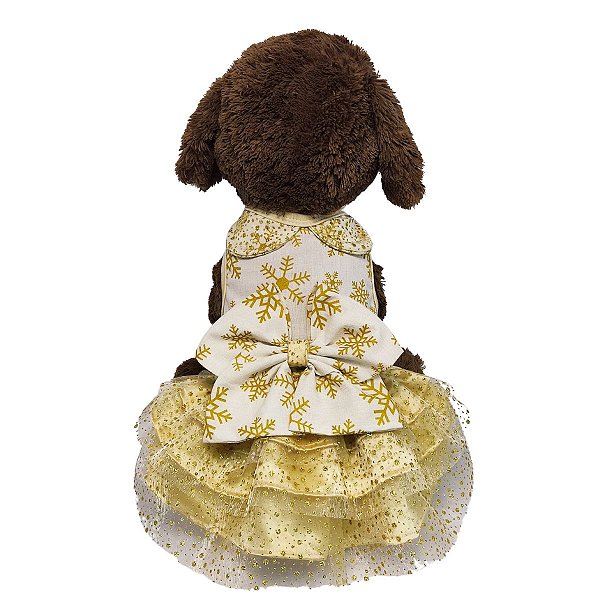 Roupa Pet - Vestido Dourado Ano Novo
