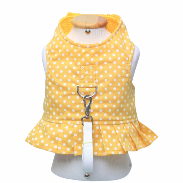 Coleira Peitoral Pet com Guia - Poá Amarelo