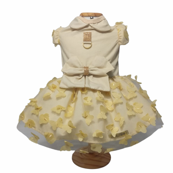 Roupa Pet - Vestido Floral Nude