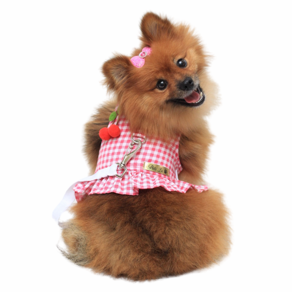 Coleira Peitoral Pet com Guia - Piquenique Rosa