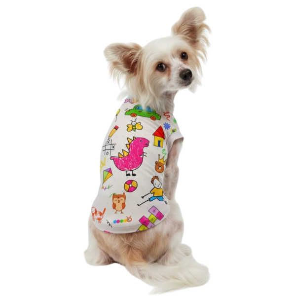 Roupa Pet - Camisa Desenhos com Proteção Solar UV50+