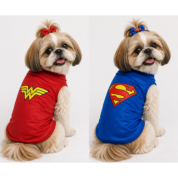 Roupa Pet Regata Basica Super Herois