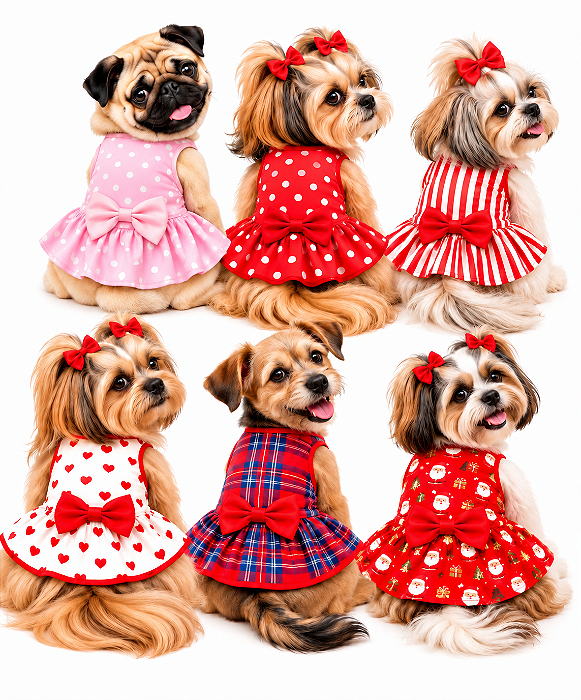 Vestido PET Verão Estampas Sortidas com Laço