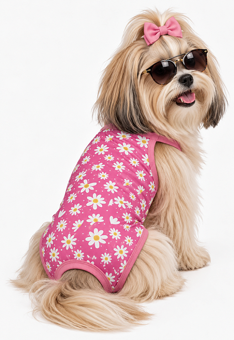 Maio Pet Margaridas Biquini para Cãe e Gatos Moda Praia