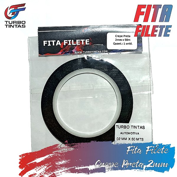 Fita Filete Crepe Preta - 2mm x 50m