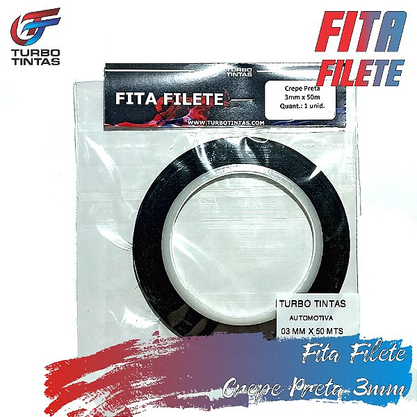 Fita Filete Crepe Preta - 3mm x 50m