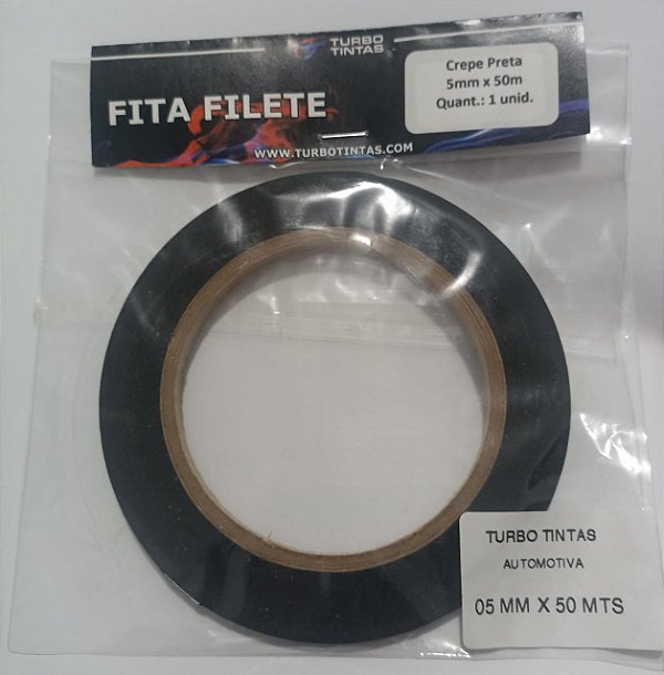 Fita Filete Crepe Preta - 5mm x 50m