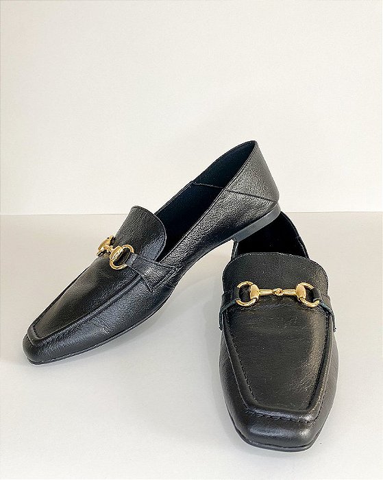 Mocassim Dodora - Mocassim Couro Preta