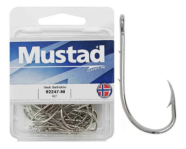 Anzol de Pesca MUSTAD 92247 Nickel Cx com 100 Un
