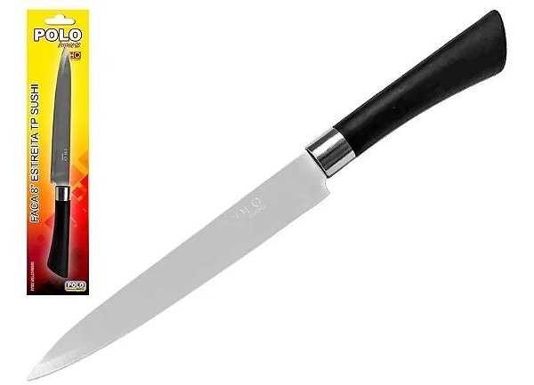 Faca 8"  Aço Inoxidável p/ Pesca - Lâmina Estreita (XV 3268)