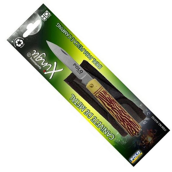 Canivete para Pesca Xingu de Metal  (XV3152) Cabo tipo Osso c/ Bainha - Polo