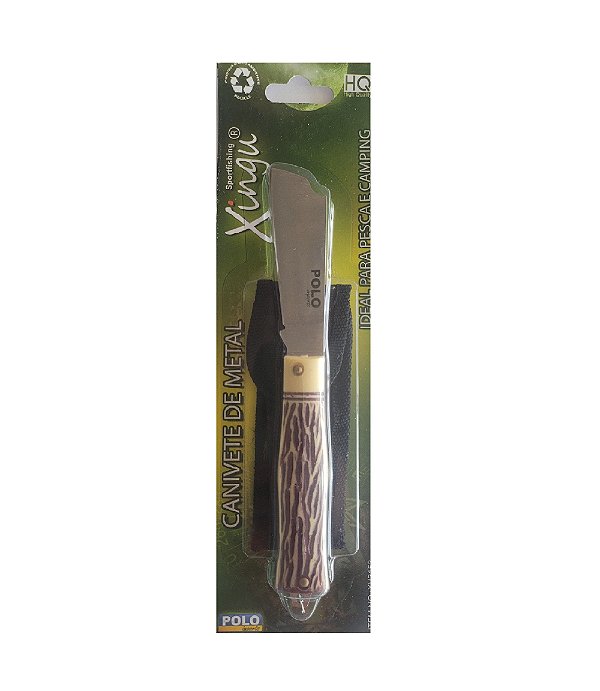 Canivete para Pesca Xingu de Metal  (XV3153) Cabo Tipo Osso c/ Bainha - Polo