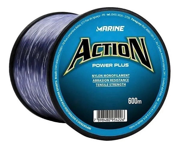 Linha de Pesca Monofilamento Action Grey Power Plus Marine Sports - 600 M Cinza