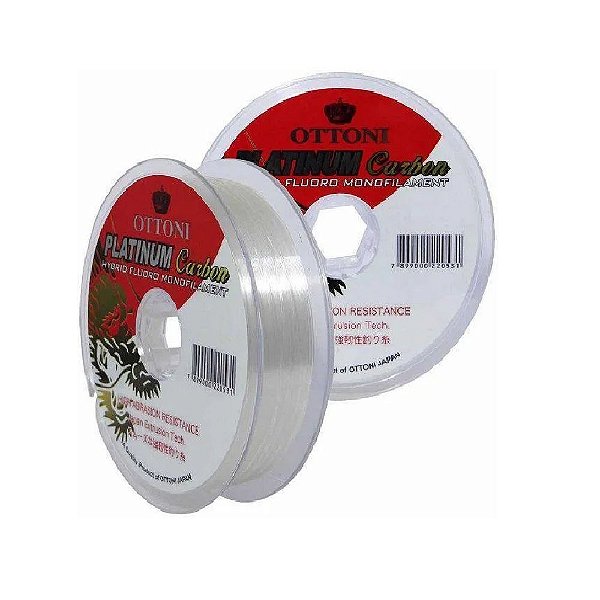 Linha Monofilamento Ottoni Platinum Carbon Fluorcarbon Branca 100 M p/ Pesca