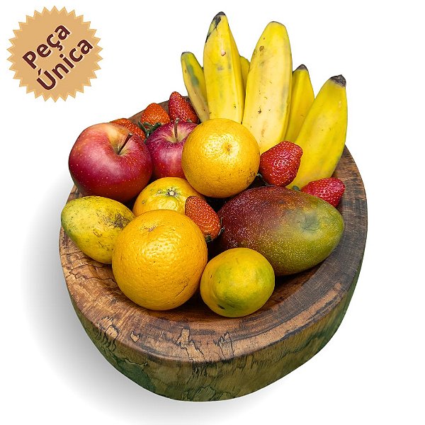 Gamela / Fruteira Artesanal Rústica de Madeira