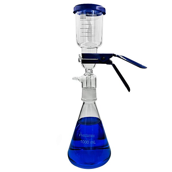 Sistema de Filtração a Vácuo Completo com Garra de Alumínio Com Frasco cap. 1000 mL