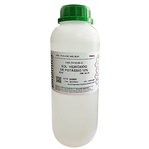Solução Hidróxido de Potássio 10% Aquosa 1000mL