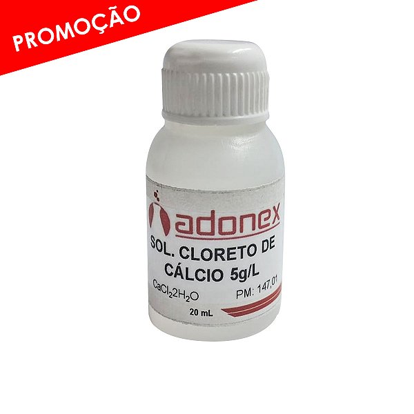 Solução de Cloreto de Cálcio 5gL pronta para uso em laboratório 20mL