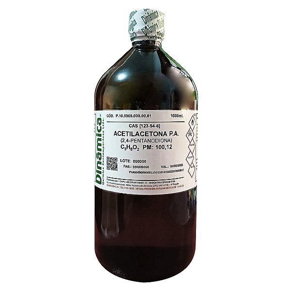 Acetilacetona PA Solvente de Alta Pureza 1000 mL para Laboratório