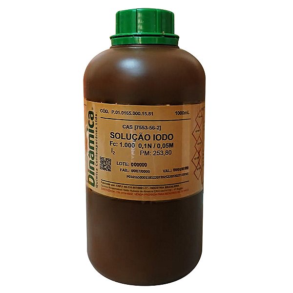 Solução de Iodo 0,1N / 0,05M Aquosa 1000mL Para Laboratório