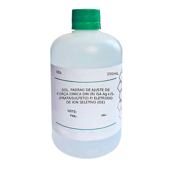 Solução Padrão De Ajuste De Força Iônica Din (R) ISA Ag+/S- (Prata/Sulfeto) P/ Eletrodo De Ion Seletivo (ISE) 250ml